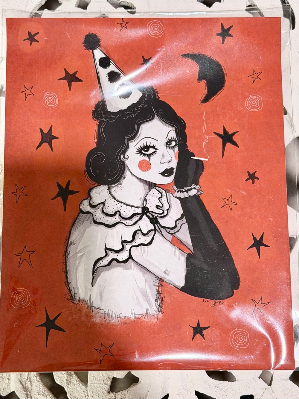 Clown Girl Art Portrait 8x10